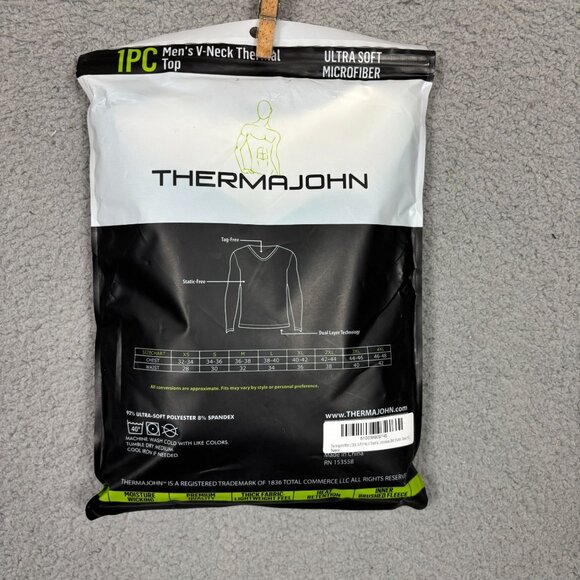 Thermajohn Mens Base Layer Cold Weather V-Neck Thermal Top Green XS NWT's - Picture 5 of 6